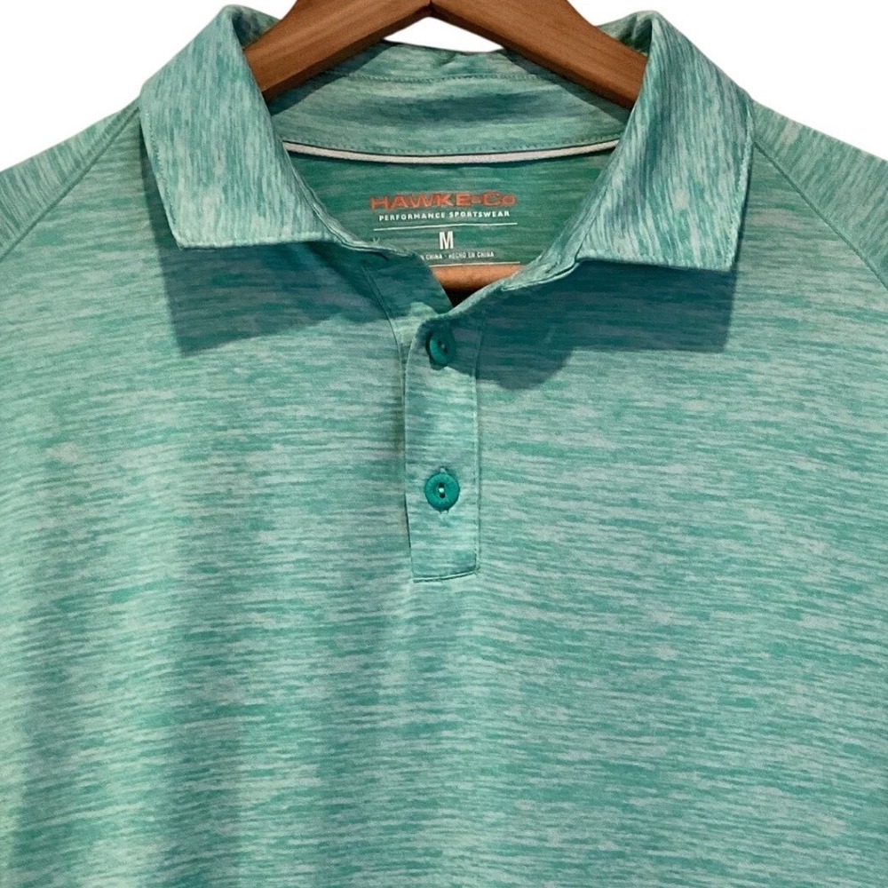 Hawke & Co Mens Golf Polo Shirt Green Space Dye Performance Stretch - Medium